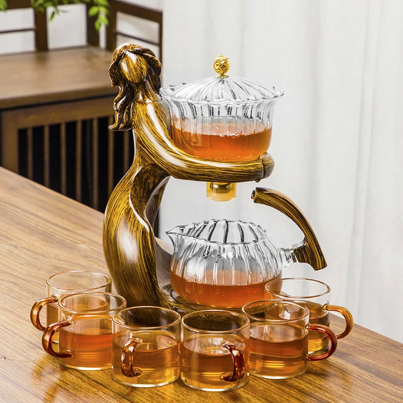 2023新款仕女全自动玻璃懒人茶具泡茶器套装办公室会客送礼手工茶