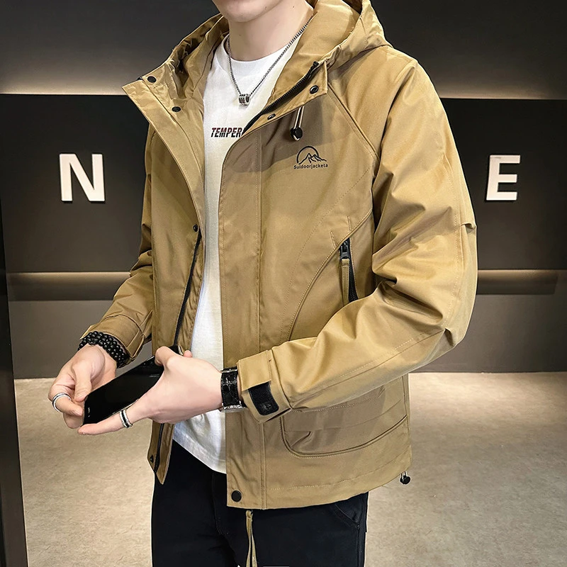 外套男春秋季2024新款男士潮牌连帽工装帅气春装连帽休闲青年夹克