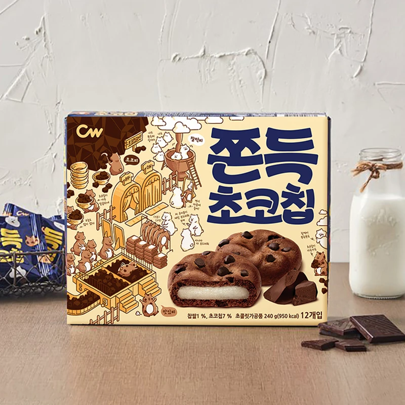 韩国进口零食青右CW青佑麻薯巧克力打糕糯米糍曲奇饼干糕香酥点心