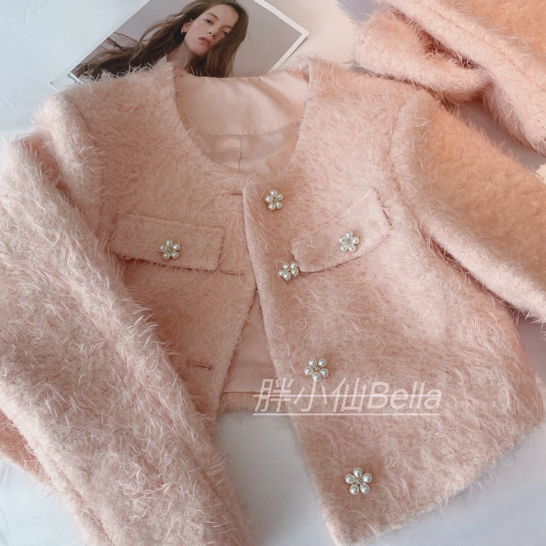 【胖小仙】<花漾甜心>粉色小香风套装