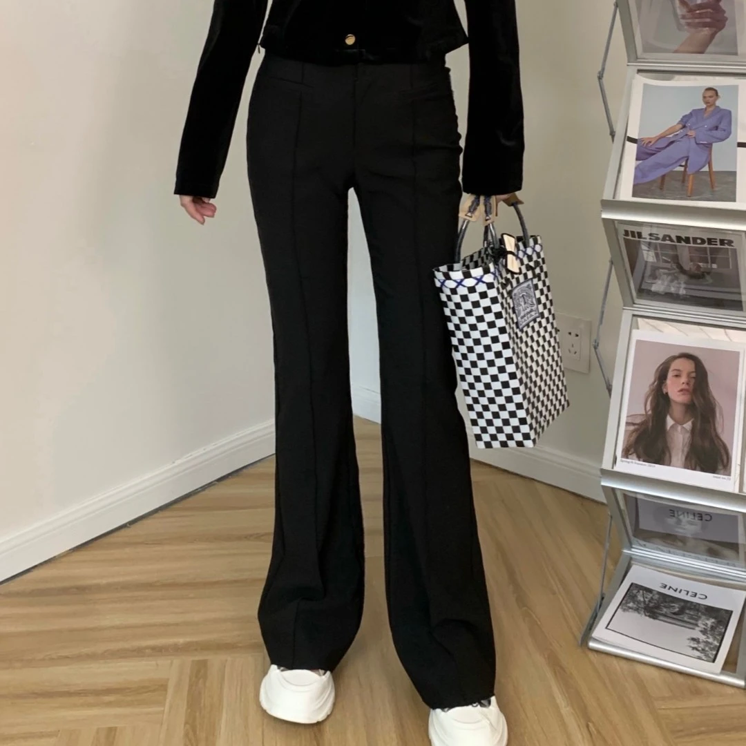 【胖小仙】加绒黑色喇叭裤