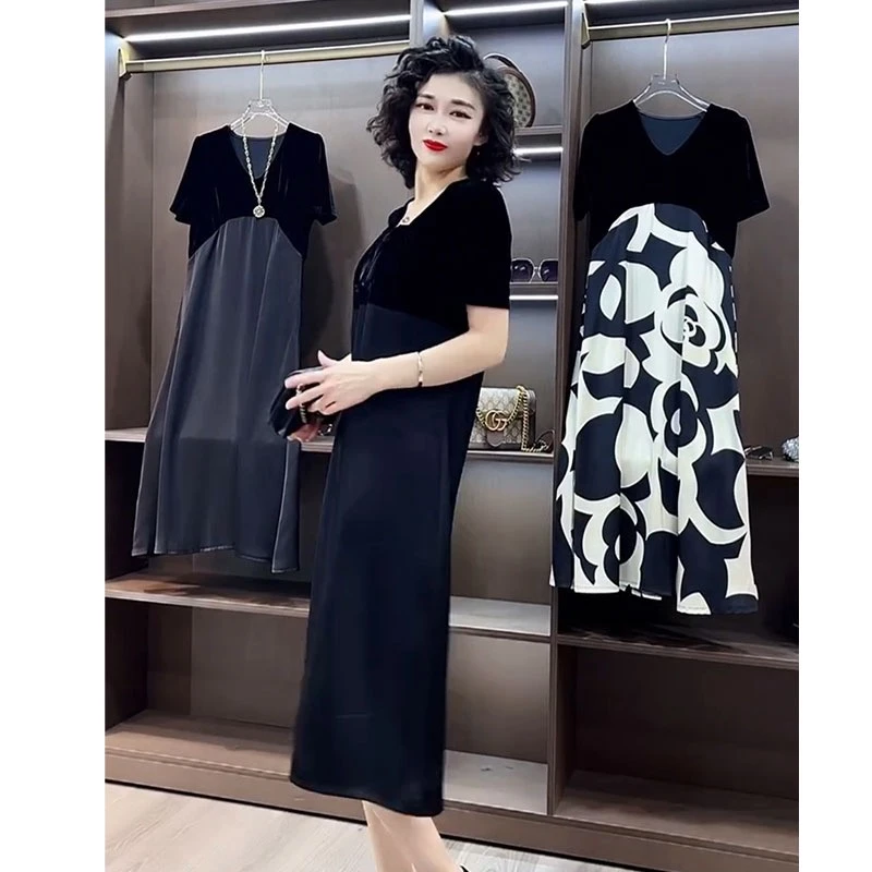 2023夏季新款时尚百搭洋气高级感拼接显瘦遮肉百搭连衣裙