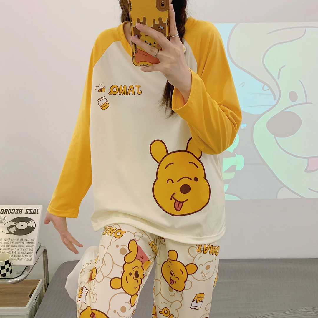 2023年新款睡衣女春秋季冬款长袖卡通可爱大码家居服可外穿套装