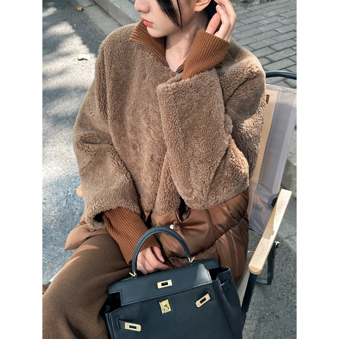 【温暖如春】经典秋冬百搭保暖时尚简约潮流休闲皮毛羽绒服68025