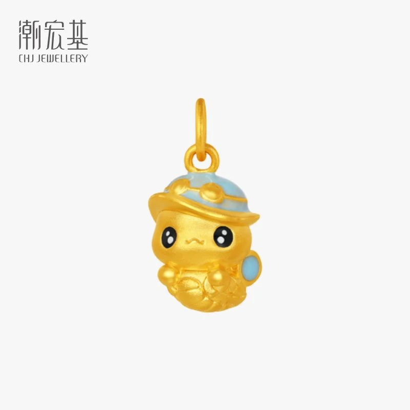 【潮宏基】百灵蛇足金挂坠黄金吊坠珐琅本命年送礼