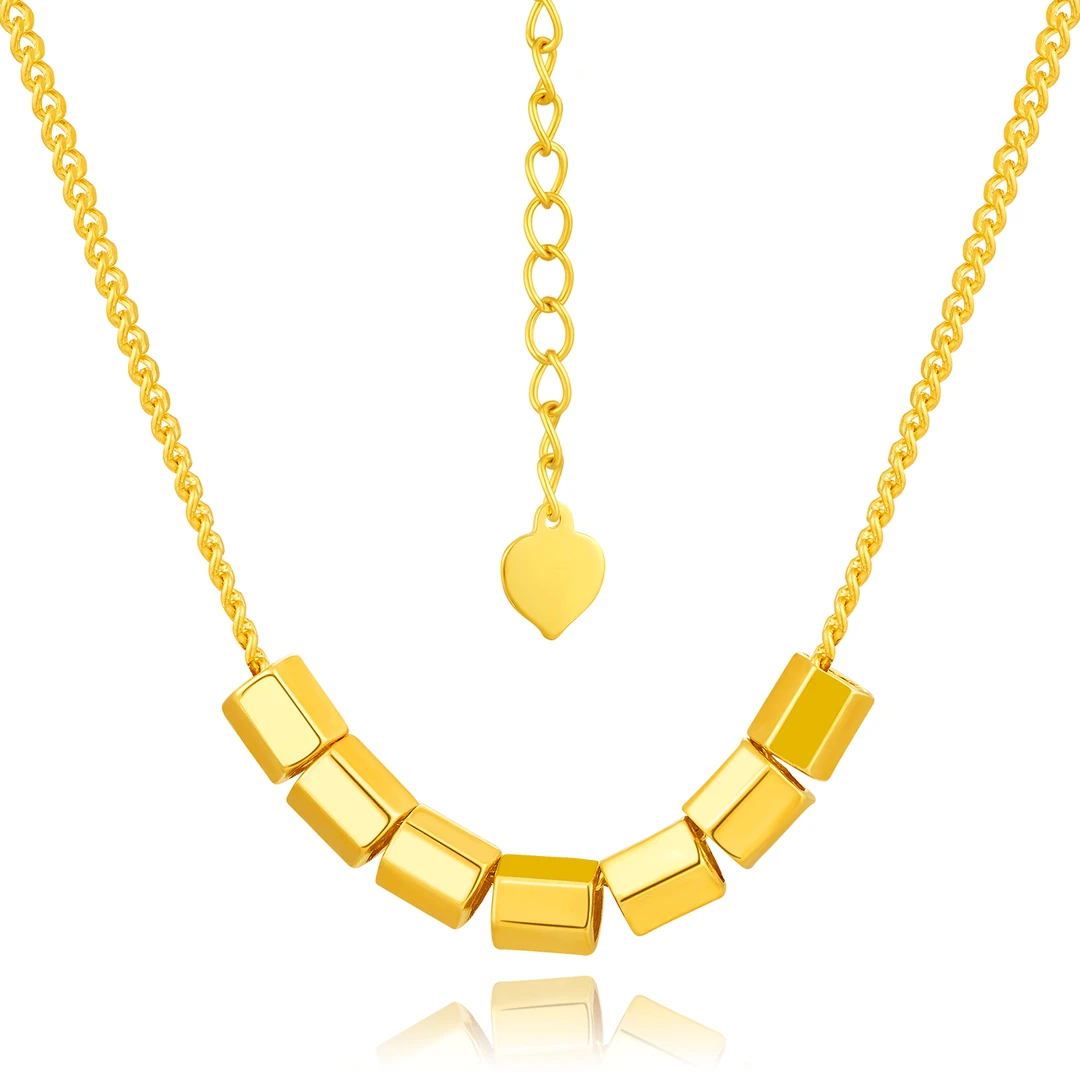 【潮宏基官旗】灵动蹦迪珠超闪黄金足金项链颈饰时尚计价@5044