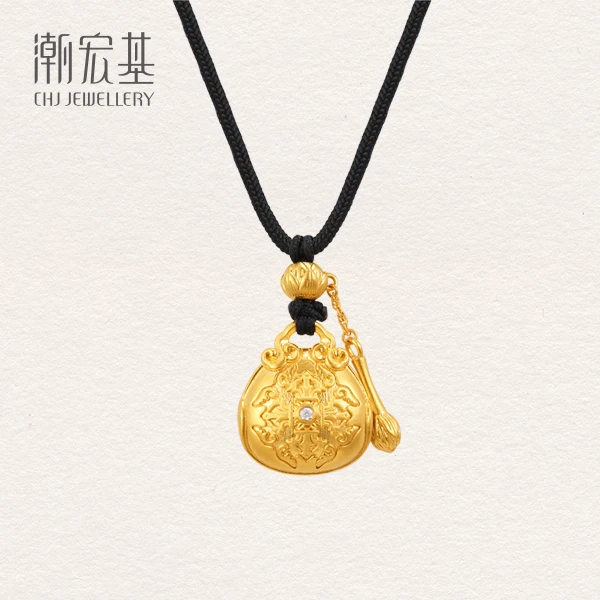 【潮宏基】木鱼木槌黄金足金项链坠链百搭精致礼物升学升职礼物