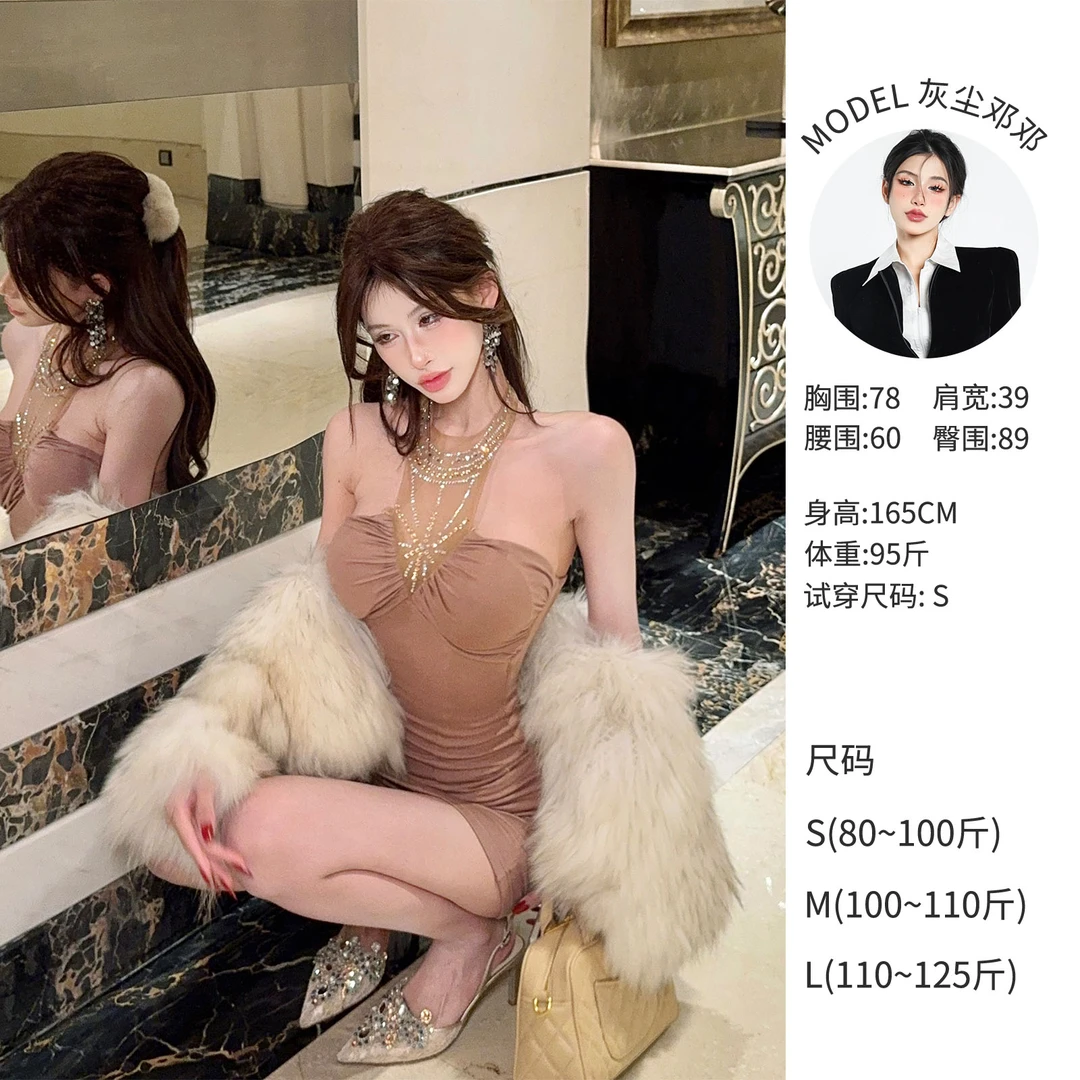 灰尘邓邓 气质时尚显瘦小众设计欧美ins连衣裙 D24Q4006