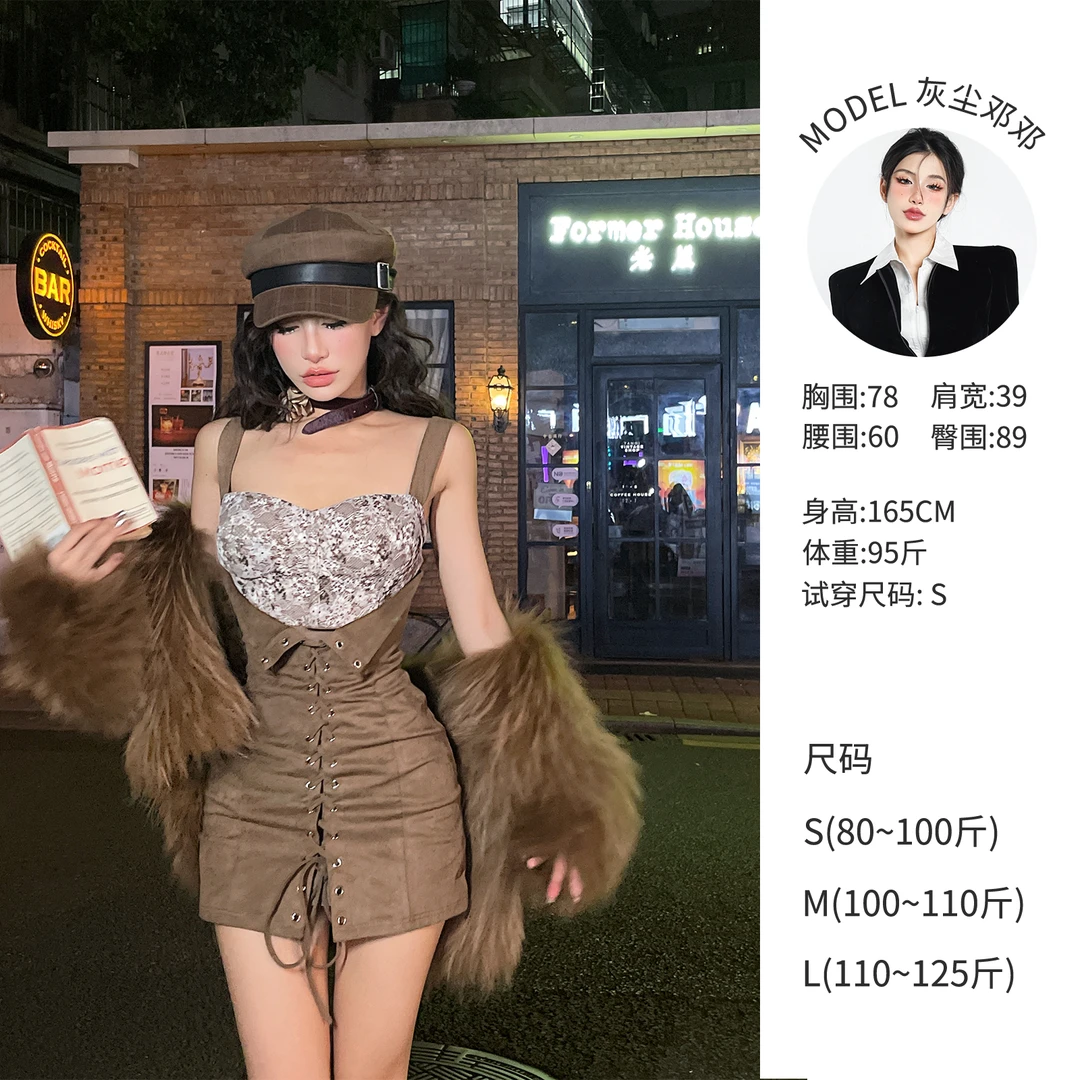 灰尘邓邓【马场女老板】牛仔小众复古设计感气质连衣裙 X23Q9156