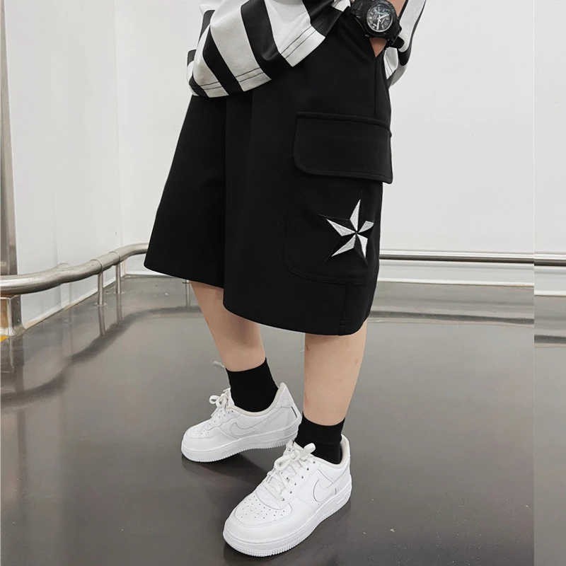 【现货】2025夏款男童百搭短裤儿童运动轻薄五分裤中大童绣花半裤