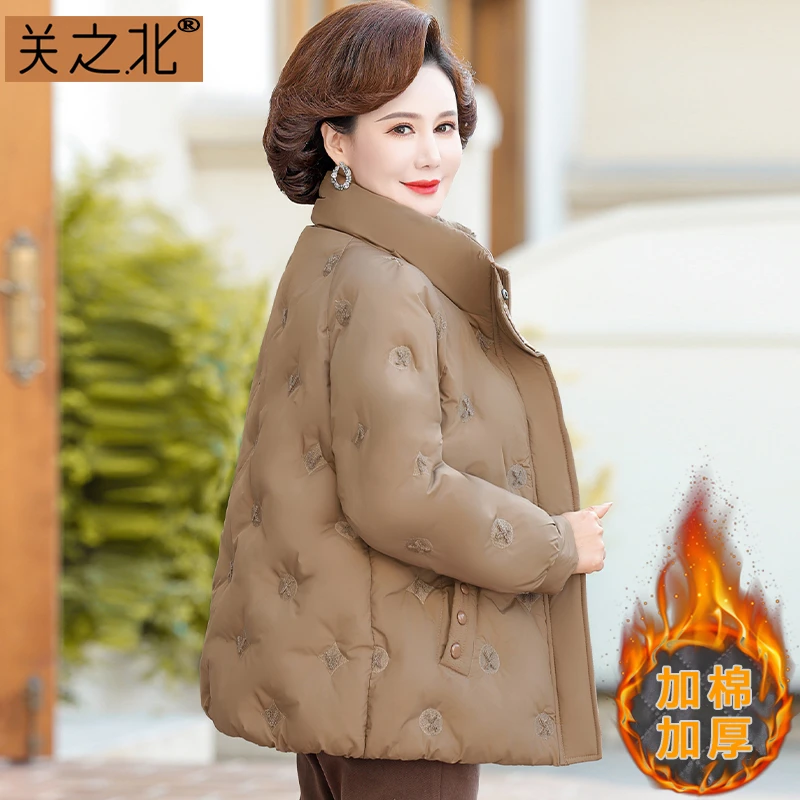 妈妈棉袄加棉加厚冬季保暖外套中老年人女装棉衣洋气50-60岁棉服