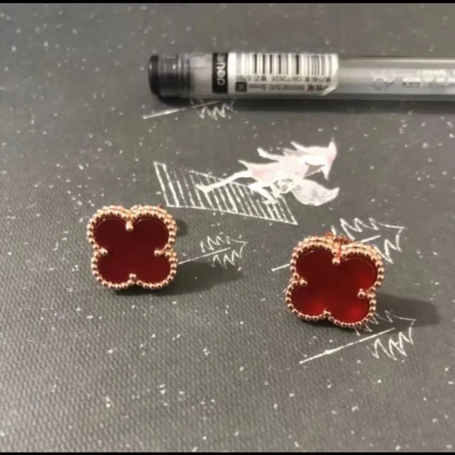 铜合金贝壳耳饰 A0008四叶花耳钉时尚简约
