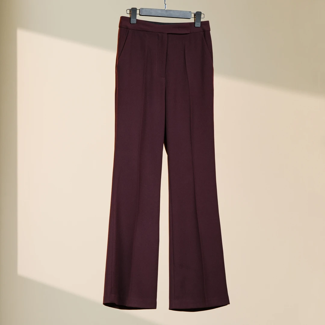 新款2024春款纯色醋酸高腰简约阔腿西裤干练知性职场穿搭好物显瘦