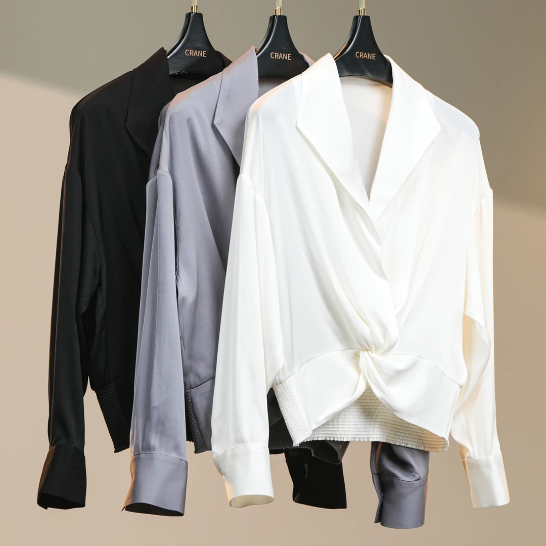 新款2024休闲时尚设计感十足百搭经典宽松薄款小众长袖桑蚕丝衬衫