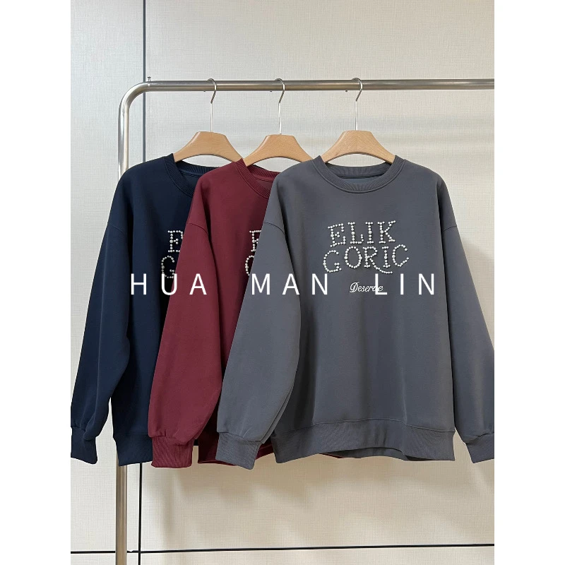 【花满林】三色圆领字母烫钻上衣66553