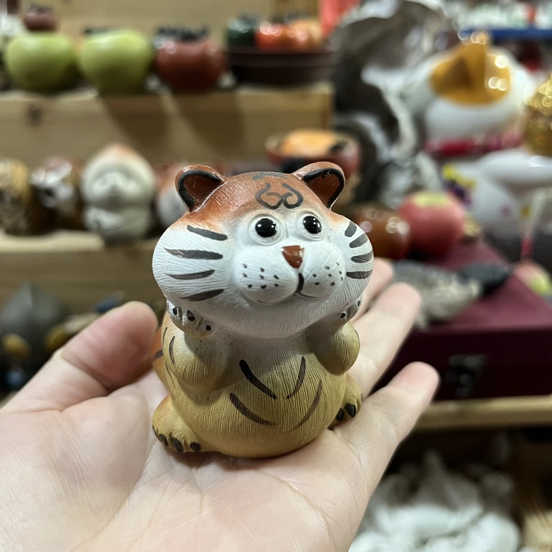 宜兴紫砂茶宠小萌虎原矿小老虎摆件茶道茶玩配件家居工艺品礼品