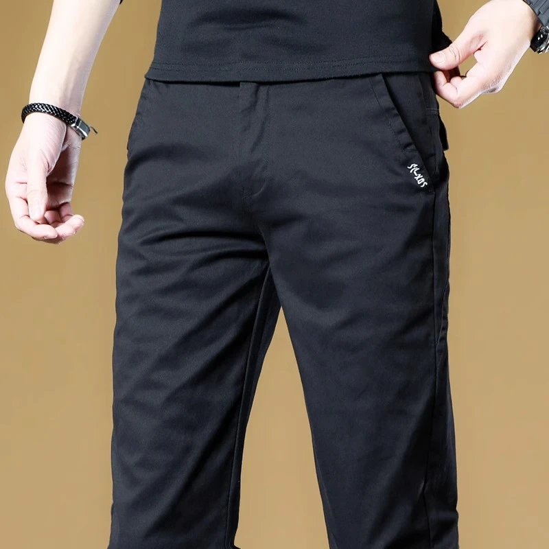 香港2025秋冬季黑色休闲裤男款新款商务西裤弹力修身直筒男士长裤