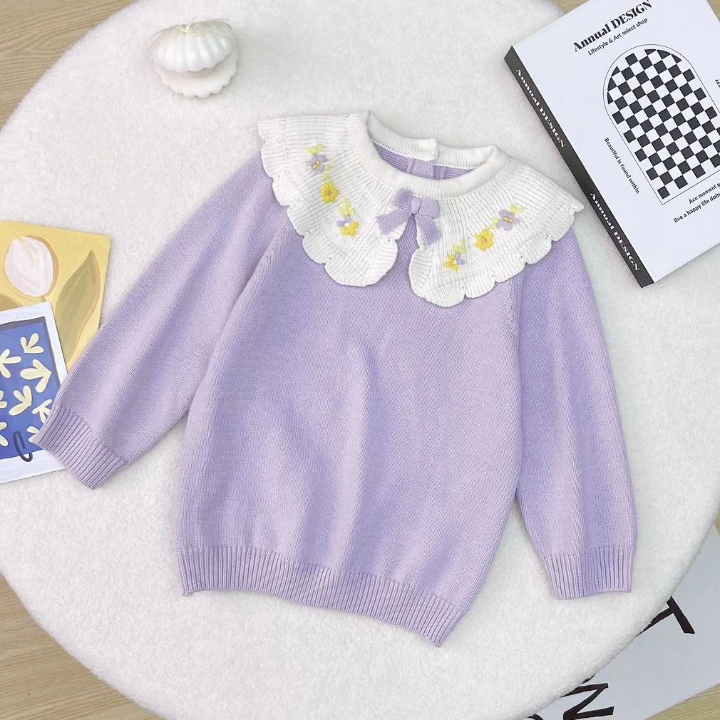 2【香草奶酪】GSS031儿童春款毛衣软糯洋气花边领百搭洋气韩版可爱