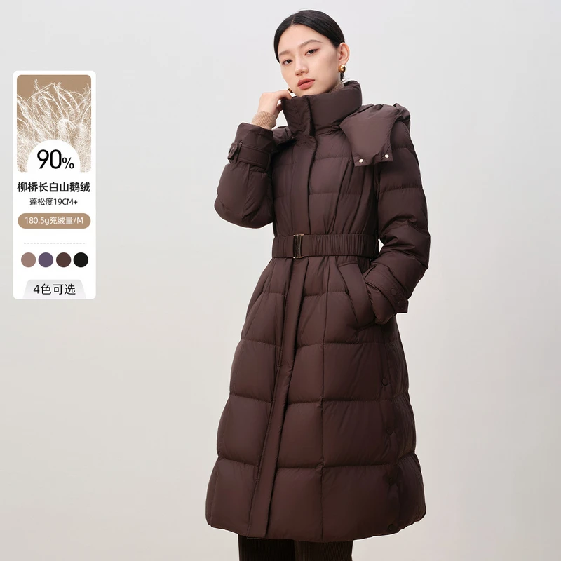 [柳桥长白山鹅绒]敦奴dunnu羽绒服时尚户外连帽收腰冬季FT5Y2102