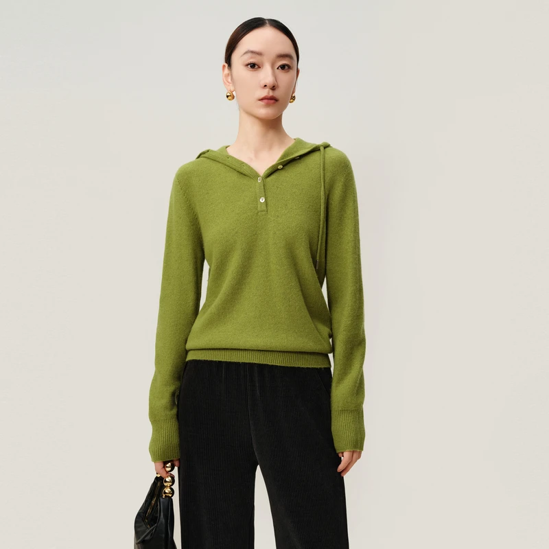 敦奴dunnu连帽针织衫秋冬上衣FT572160毛衣长袖时尚休闲百搭高领