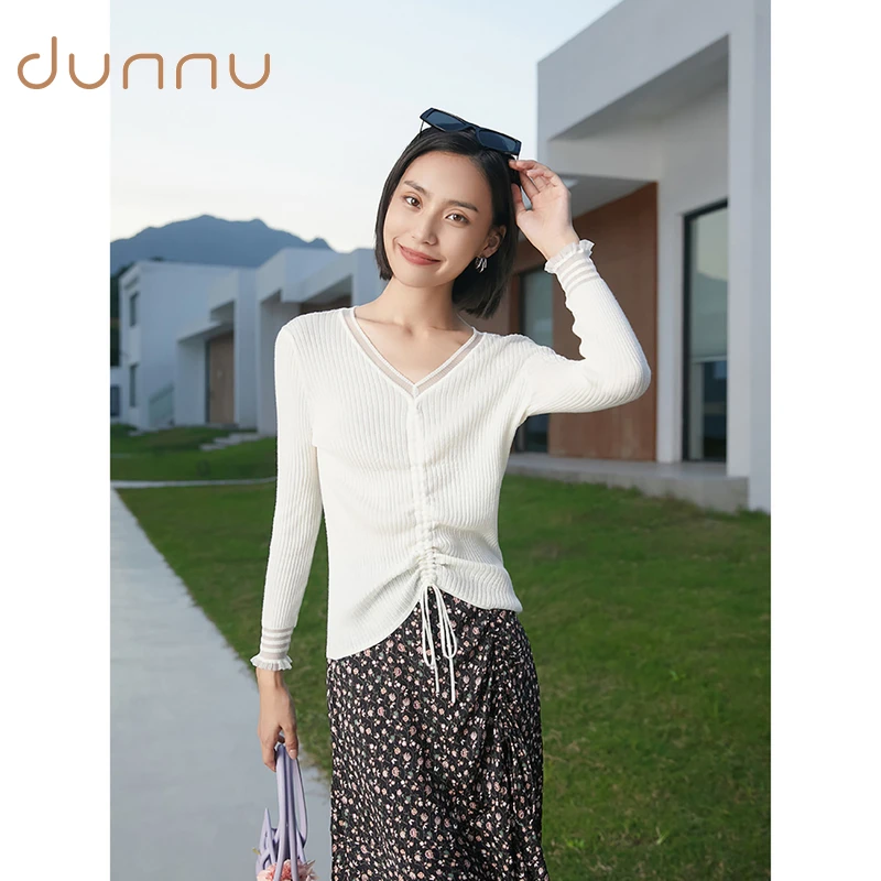 圆领百搭上衣秋季毛衫女装打底衫dunnu敦奴针织衫DR170101