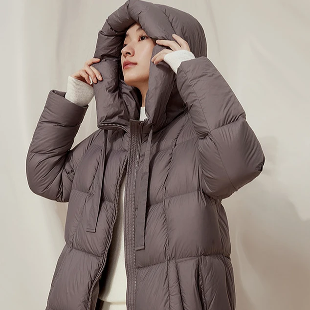 DUNNU/敦奴[三星羽绒]dunnu敦奴连帽羽绒服宽松长款冬季FS5Y2102