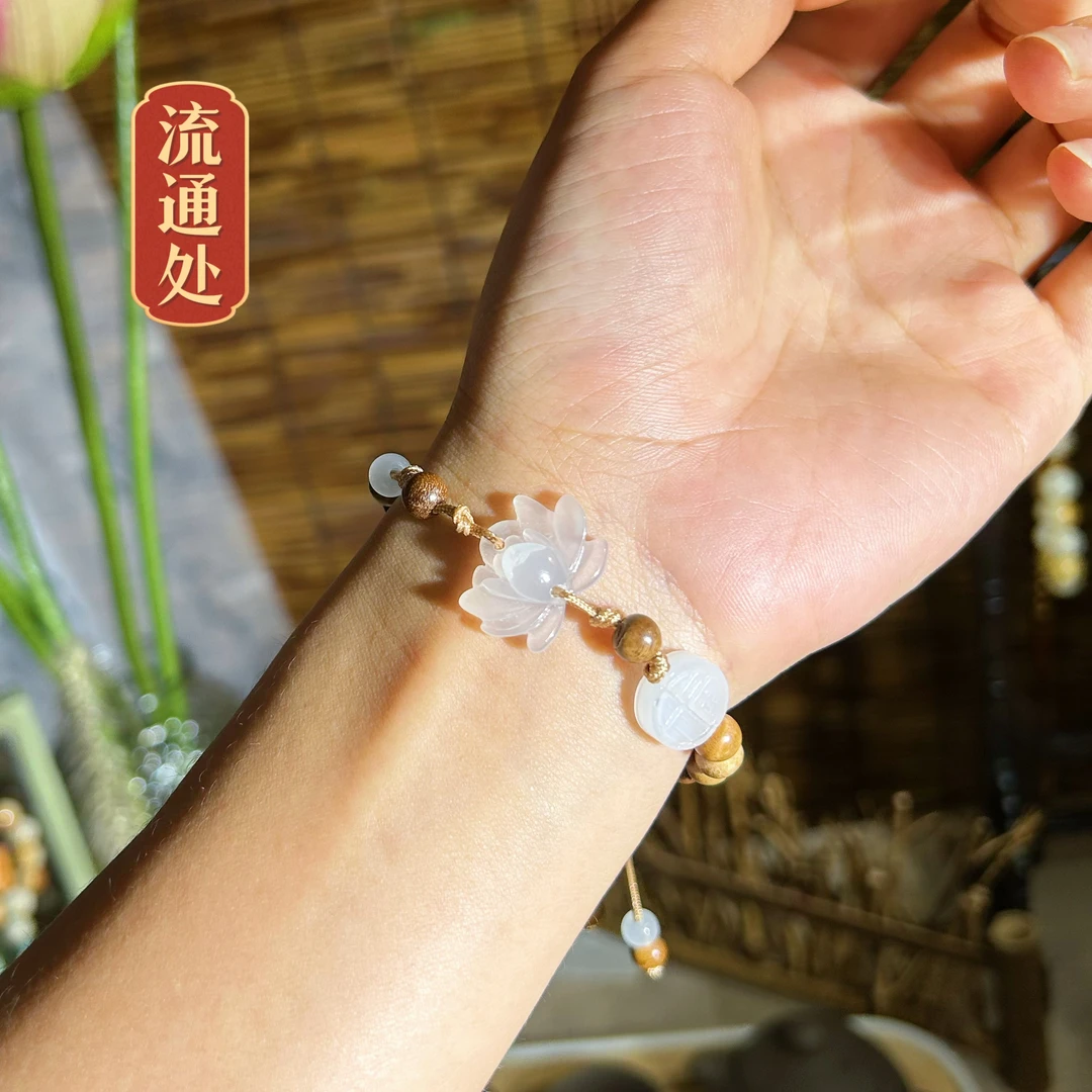 非金属树脂手链 【流通处】灵隐 绿檀莲花手串可调节