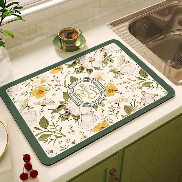 厨房台面沥水垫硅藻泥吸水垫桌面餐具干燥垫杯垫免洗吧台垫子防滑