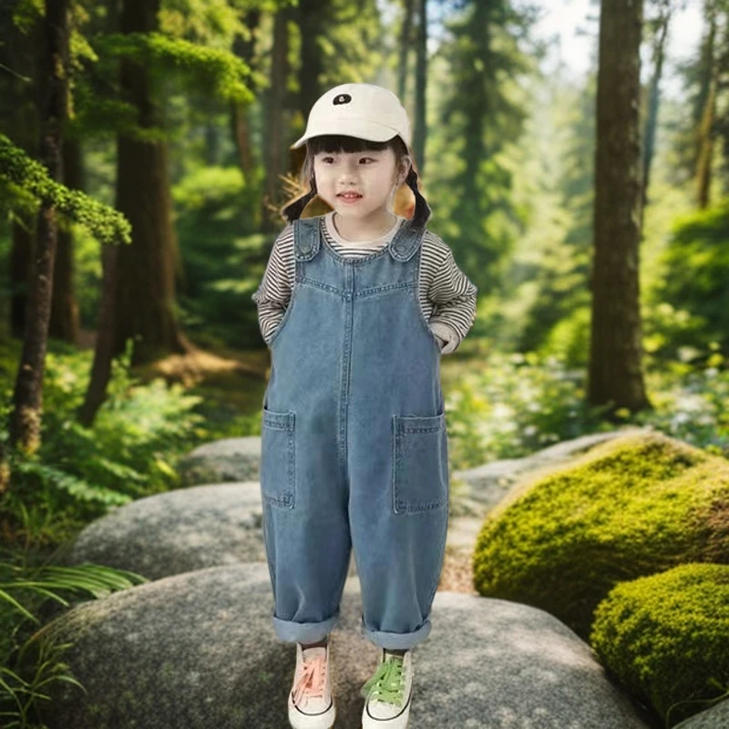 韩版儿童春秋男女宝宝时髦宽松休闲洋气连体不溜肩背带裤春季秋季