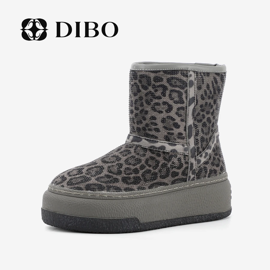 DIBO碲铂 经典豹纹款厚底雪地靴冬季加厚保暖基础百搭款24462513