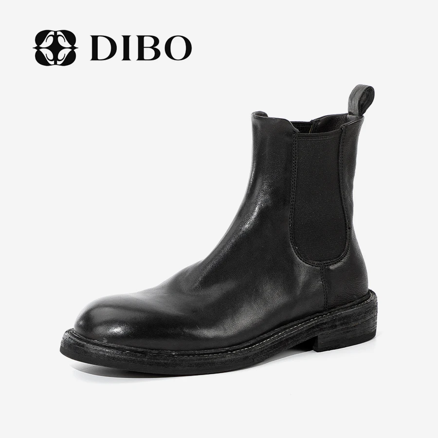 DIBO碲铂 纯色百搭小众设计感短靴褶面柔软低跟女靴24433120