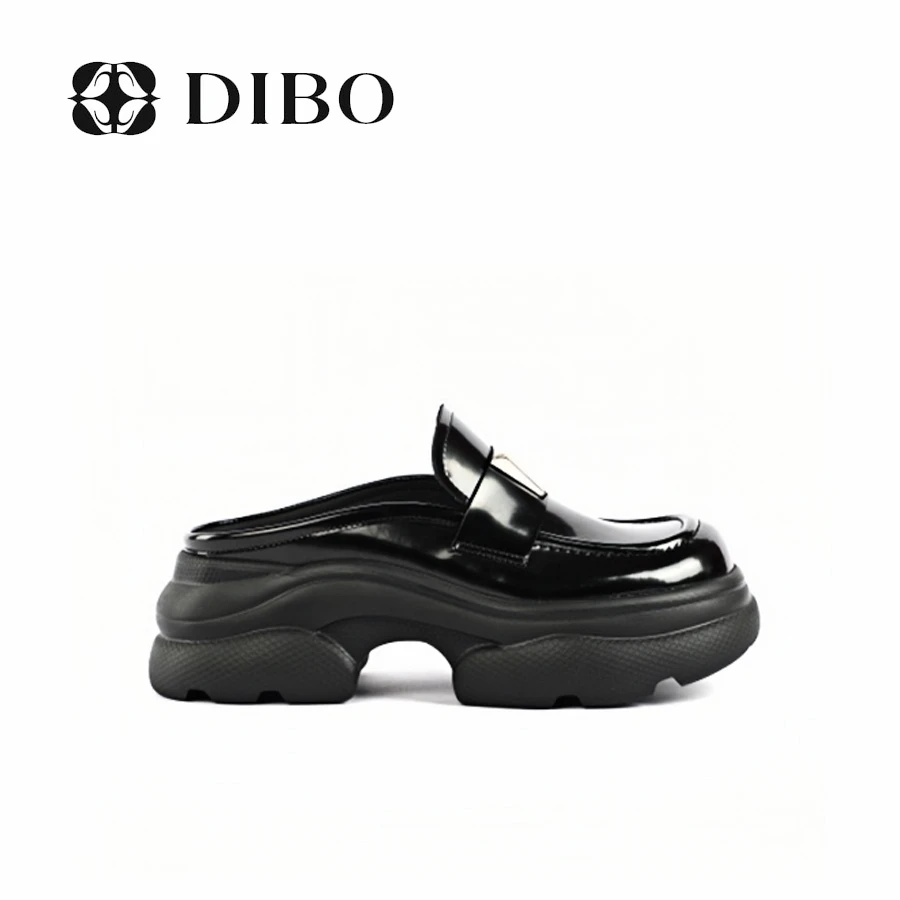 DIBO碲铂 纯色休闲厚底乐福款式包头拖流畅线条型女拖鞋24116141