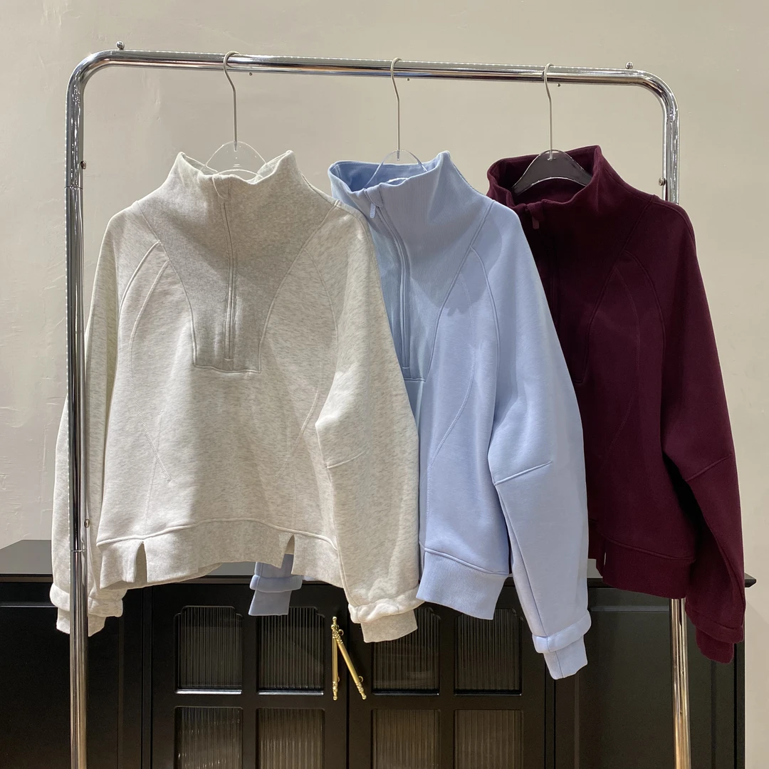 （2025春新品）女卫衣拉绒半拉链立领套头外套秋冬新款高领卫衣