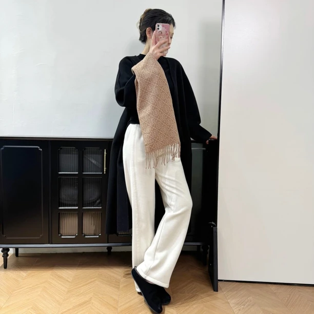 【柳条儿】（美翻了）华绒混羊毛加绒窄版直筒阔腿裤女秋冬新品