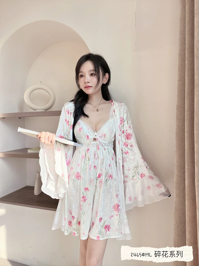 DUOSU.朵粟.繁华似锦睡袍.高级韩国绒睡衣家居服