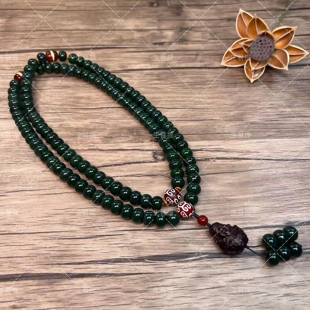 【一生菩提】原创 墨画江南 菩提108颗 苹果珠 財爷爷吊坠