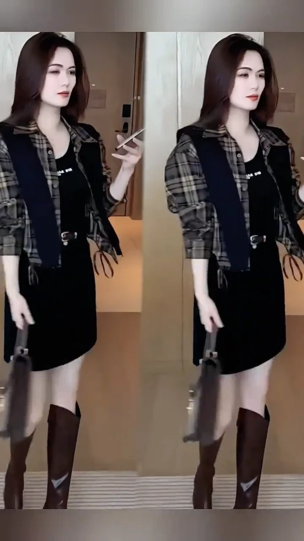 秋款新品薄款气质衬衫女时尚小个子休闲格子短外套长袖