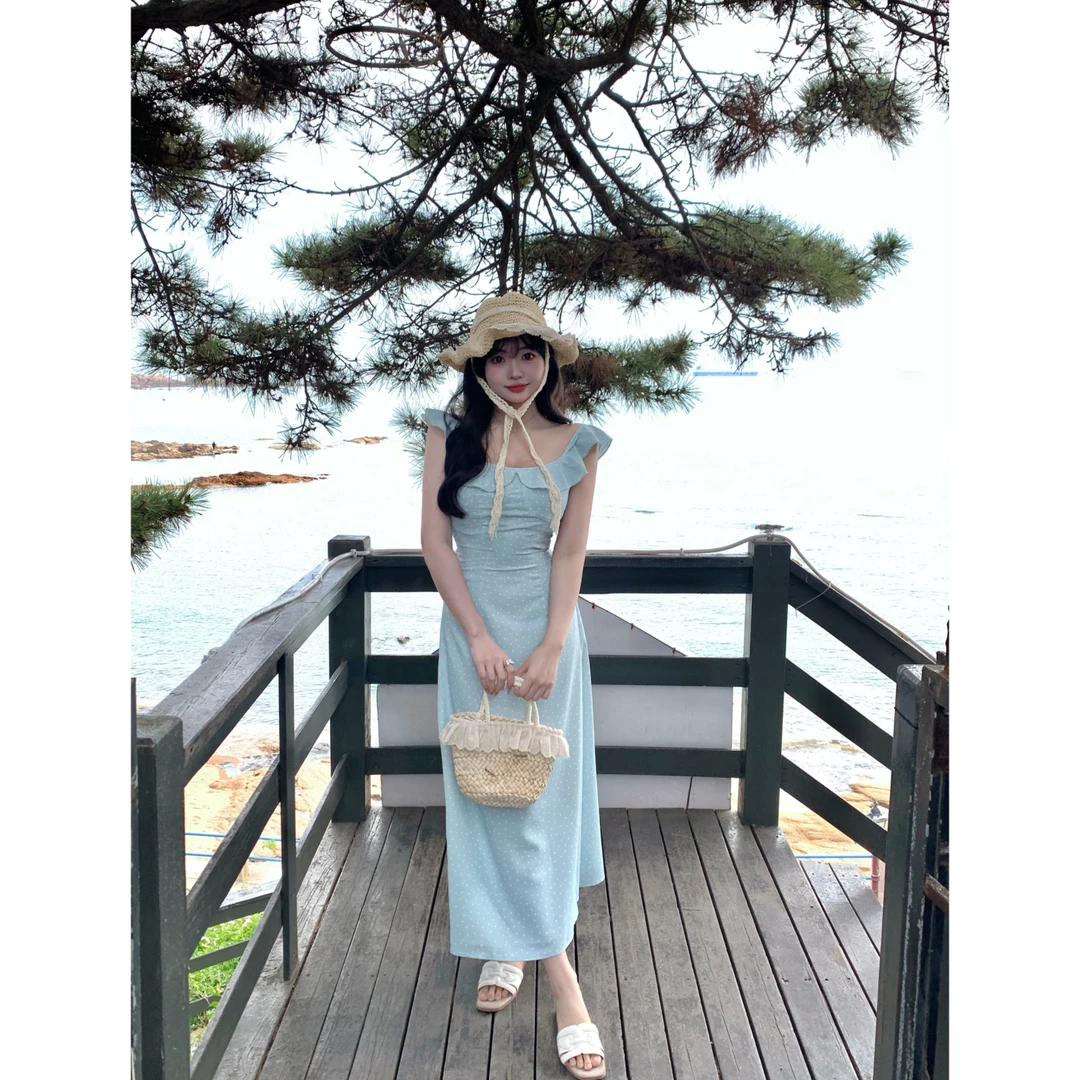 MengFairy清清【人鱼恋歌】韩版时尚修身显瘦莫兰迪连衣裙3090M