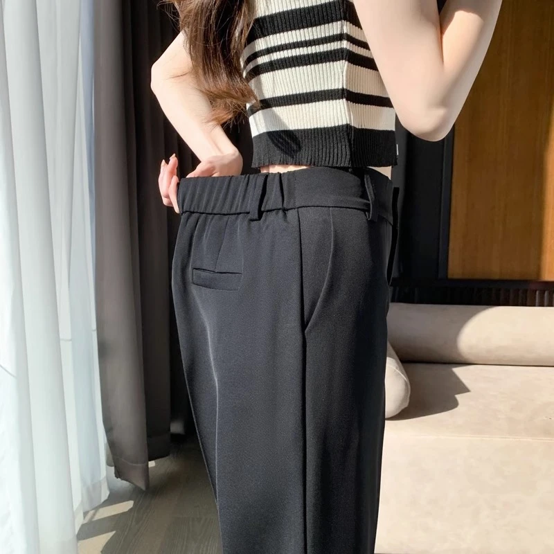 小个子西装裤女2025八分黑色小脚西裤秋季显瘦九分垂感直筒烟管裤