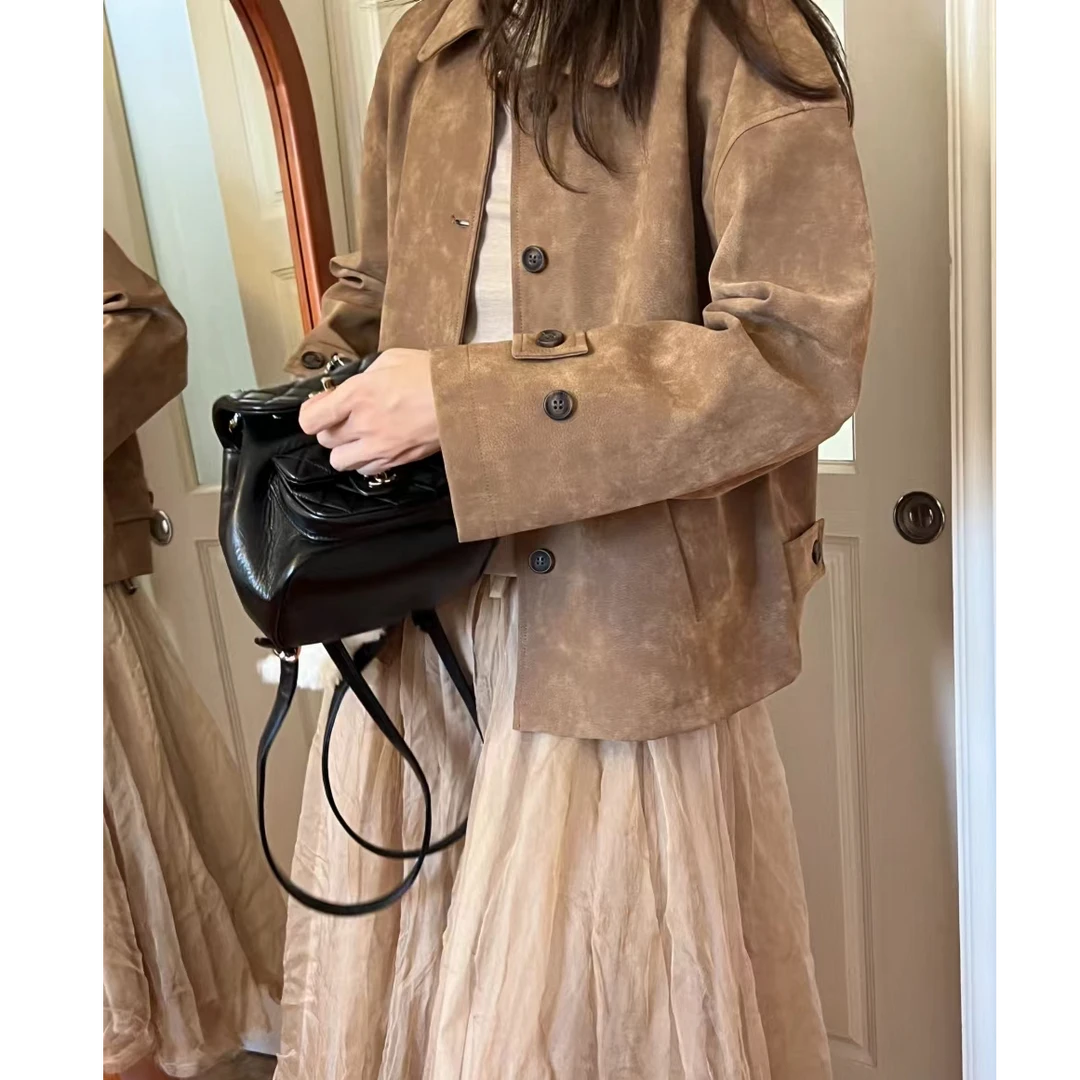 机车磨砂夹克外套翻领时尚秋季