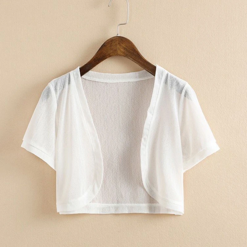 披肩外搭夏天小披肩女夏季雪纺衣空调衫薄小坎肩大码百搭开衫短款
