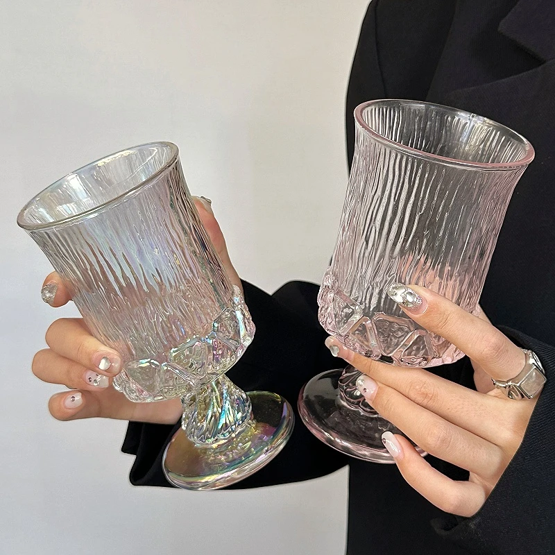 中古宫廷高脚杯小众设计玻璃杯冰拿铁咖啡杯威士忌杯饮品杯果汁杯