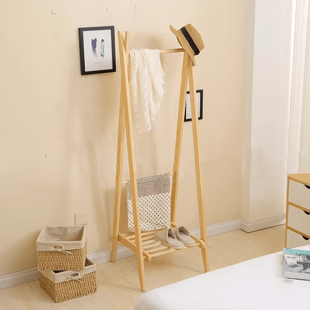 简约家用创意木质立式落地衣服架