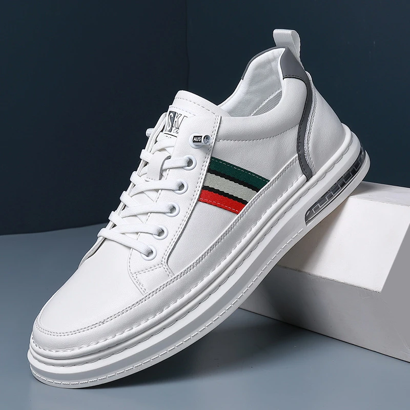 2024休闲小白鞋真皮牛皮低帮板鞋套脚运动休闲男鞋潮鞋时尚百搭