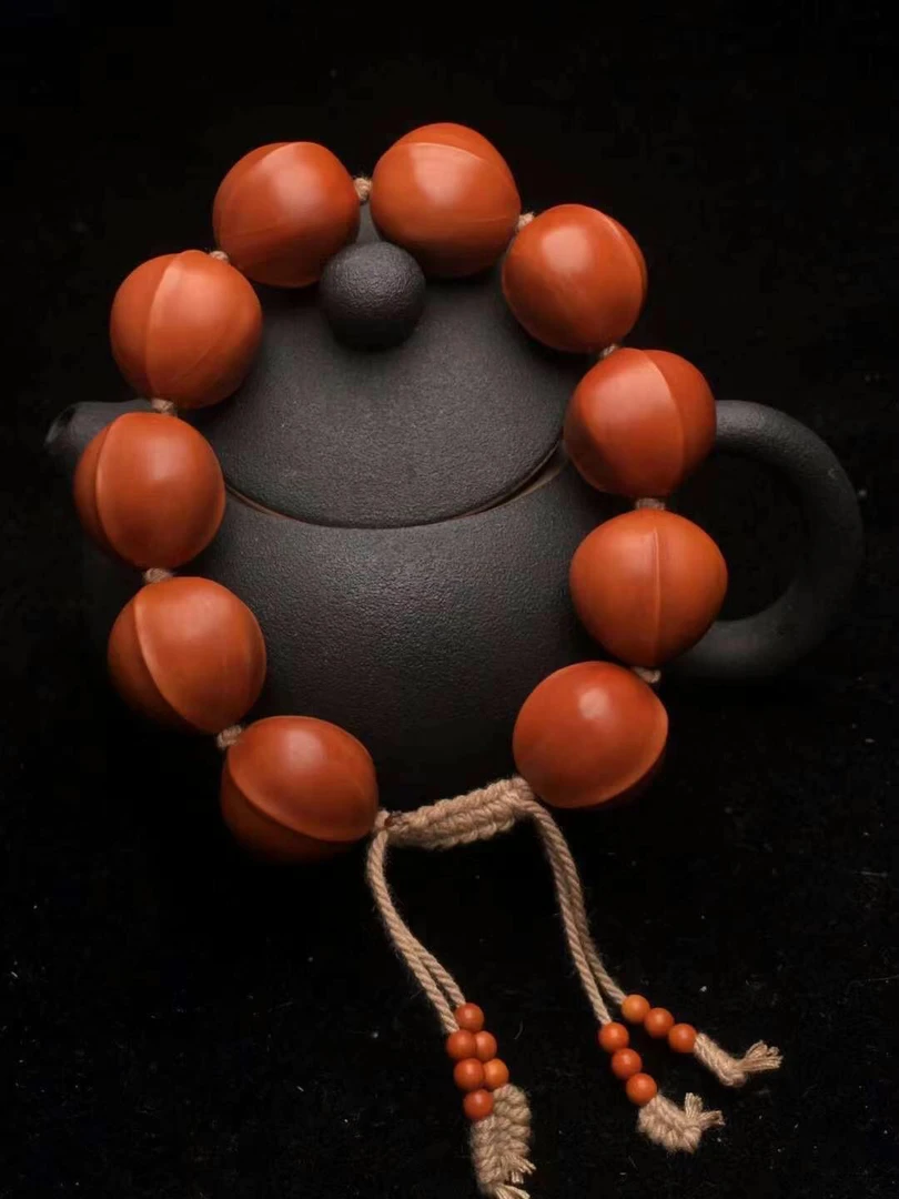 苏工精品核雕老树铁核2.0*2.0去皮精抛光素串颜色红密度高！