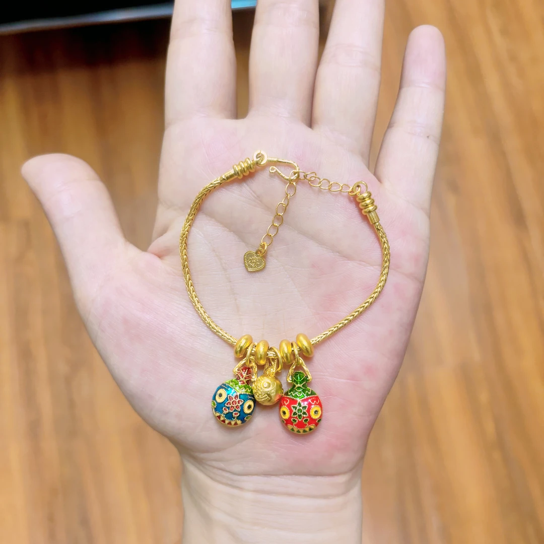 铜合金珐琅手链 SL7410 精美手链吞吞一家三口吞金兽古法烧蓝礼物