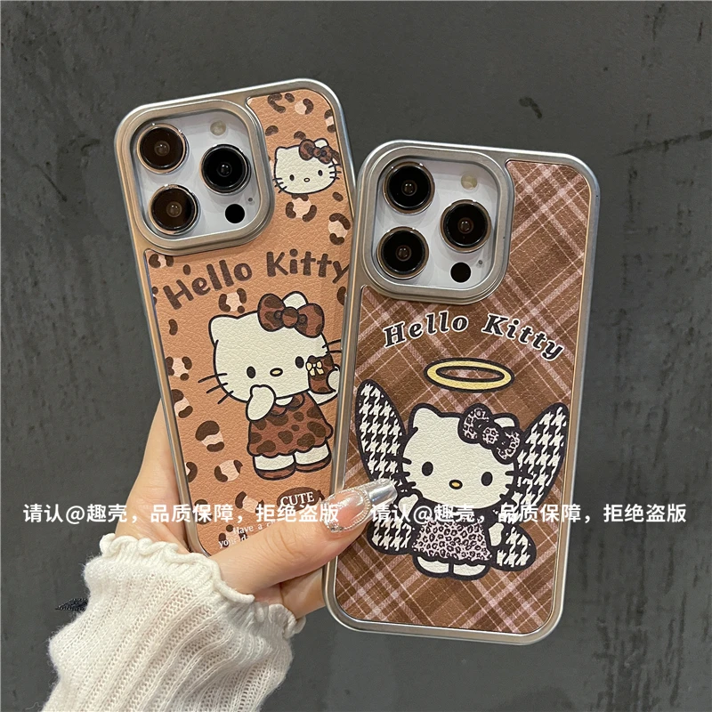 电镀银框皮纹适用苹果16/iPhone/华为荣耀/oppo/vivo/小米手机壳