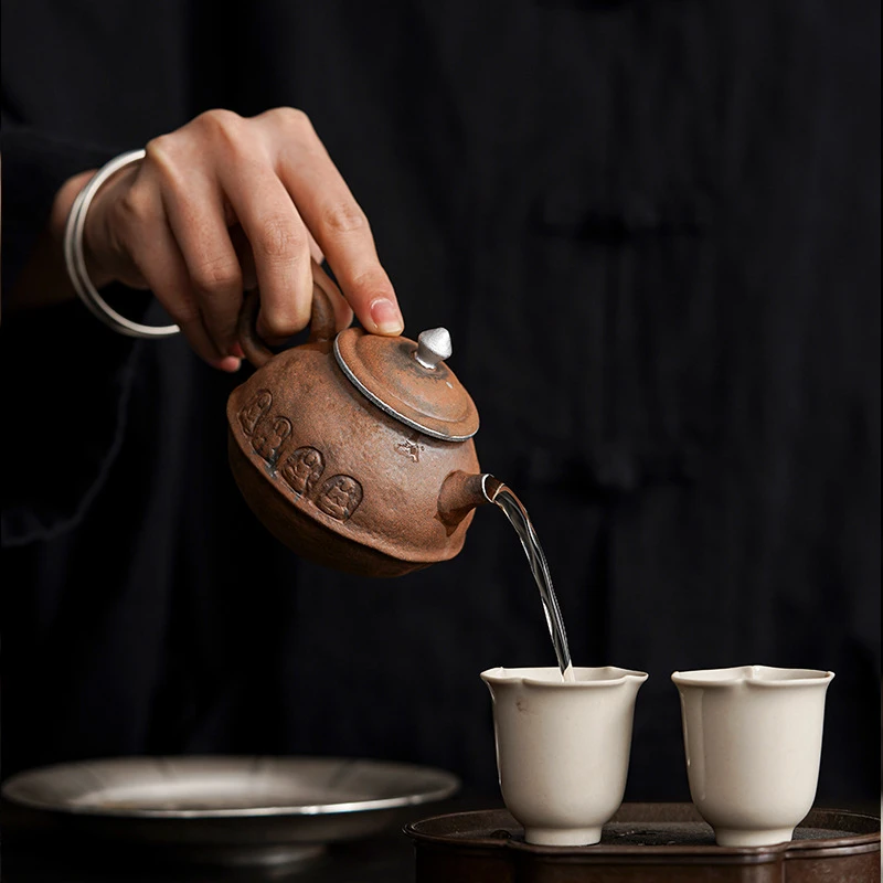 瓷造空寂斋手作茶壶功夫茶具复古粗陶茶壶粗陶茶壶老岩泥茶壶泡茶