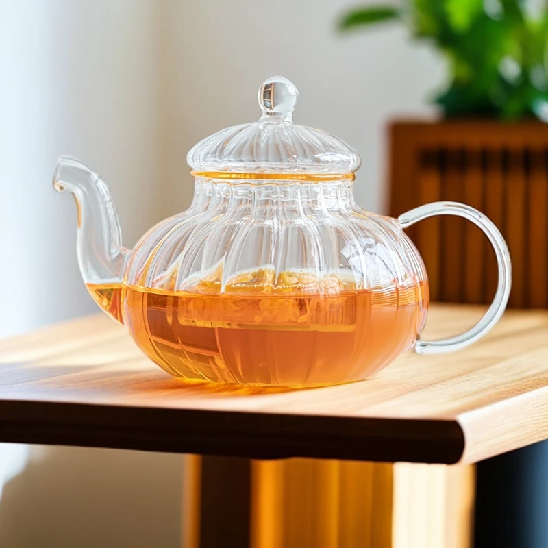 瓷造南瓜壶600ML耐高温玻璃单壶茶壶女士家用耐热玻璃壶泡茶