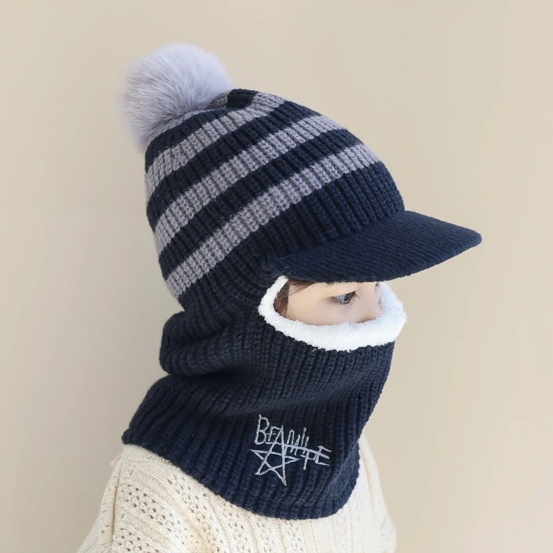 保暖儿童帽子围脖一体帽加绒加厚防风口罩连体帽男女童护耳鸭舌帽